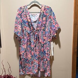 Floral V-Neck Dress - Pink and Blue